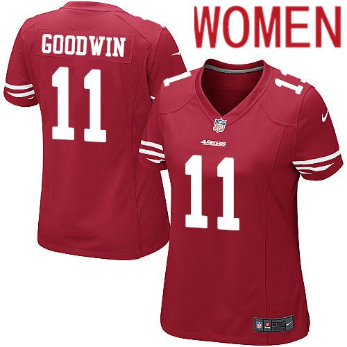 Women San Francisco 49ers #11 Marquise Goodwin Nike Scarlet Game Player NFL Jersey->women nfl jersey->Women Jersey